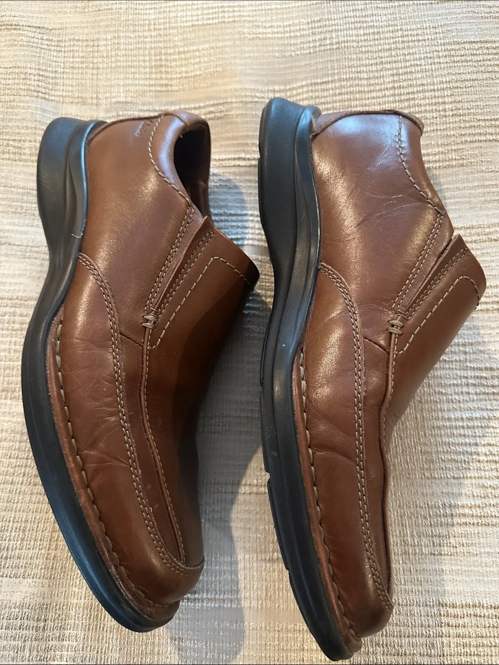 Clark's Collection Ultimate Comfort Brown Leather Slip On Dress Shoes - Size 10W